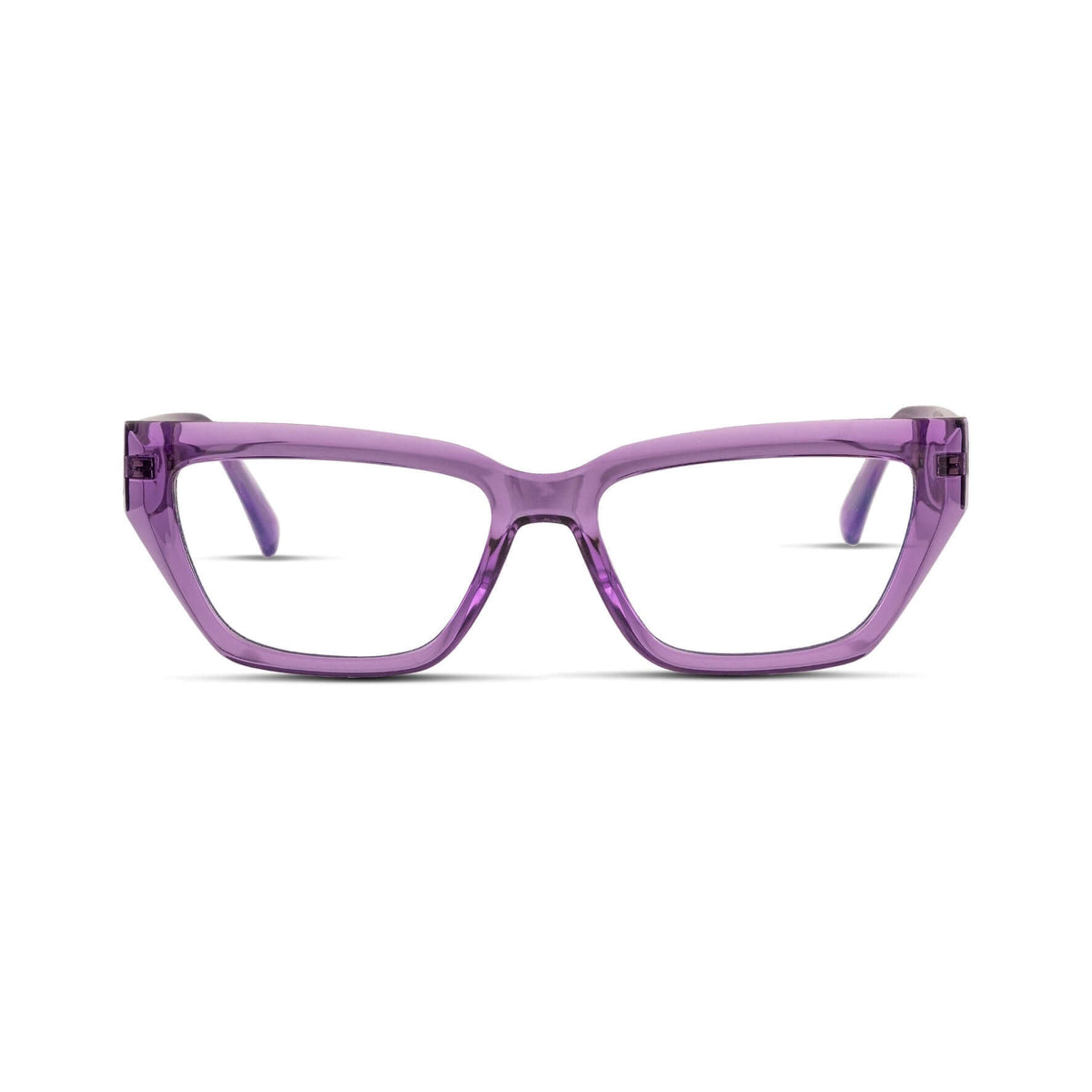Γυαλιά Blue Light Celeste Lavender Smoke με κοκκάλινο σκελετό και ορθογώνιο σχήμα σε μωβ ημιδιάφανη απόχρωση.