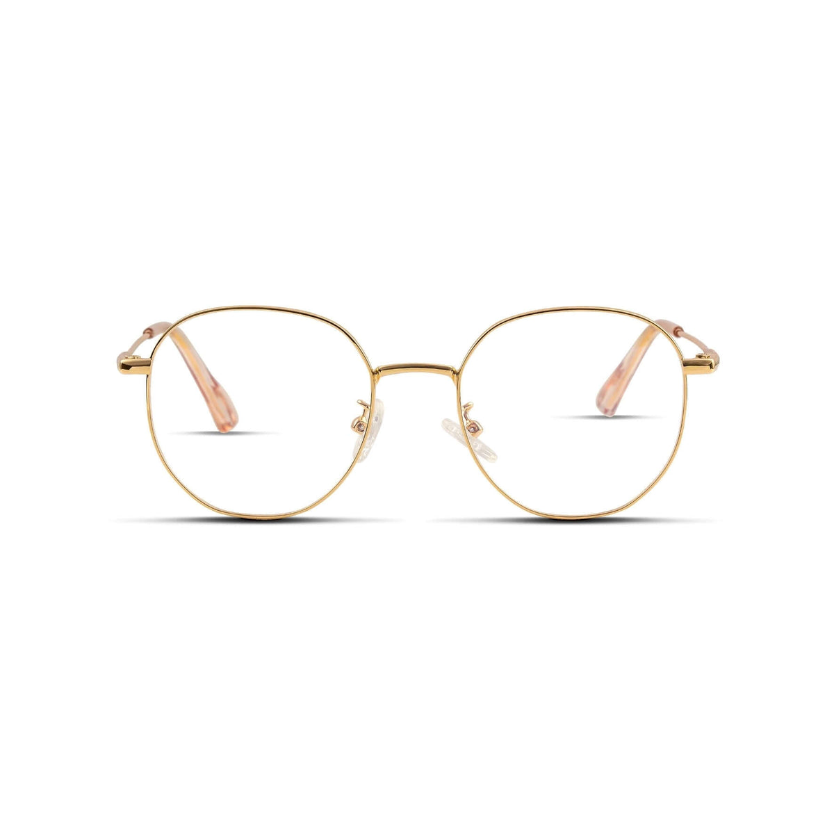 Γυαλιά Blue Light Soho Champagne Gold με μεταλλικό σκελετό και στρογγυλό σχήμα σε χρυσή απόχρωση.