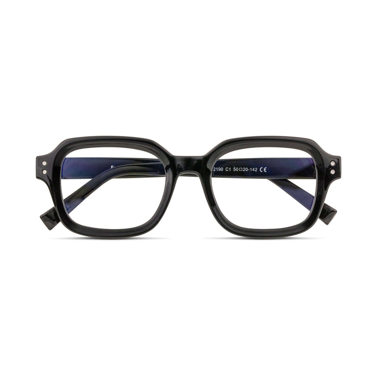 Γυαλιά Blue Light Gustavo Raven Black με κοκκάλινο σκελετό και τετράγωνο σχήμα σε μαύρη απόχρωση.