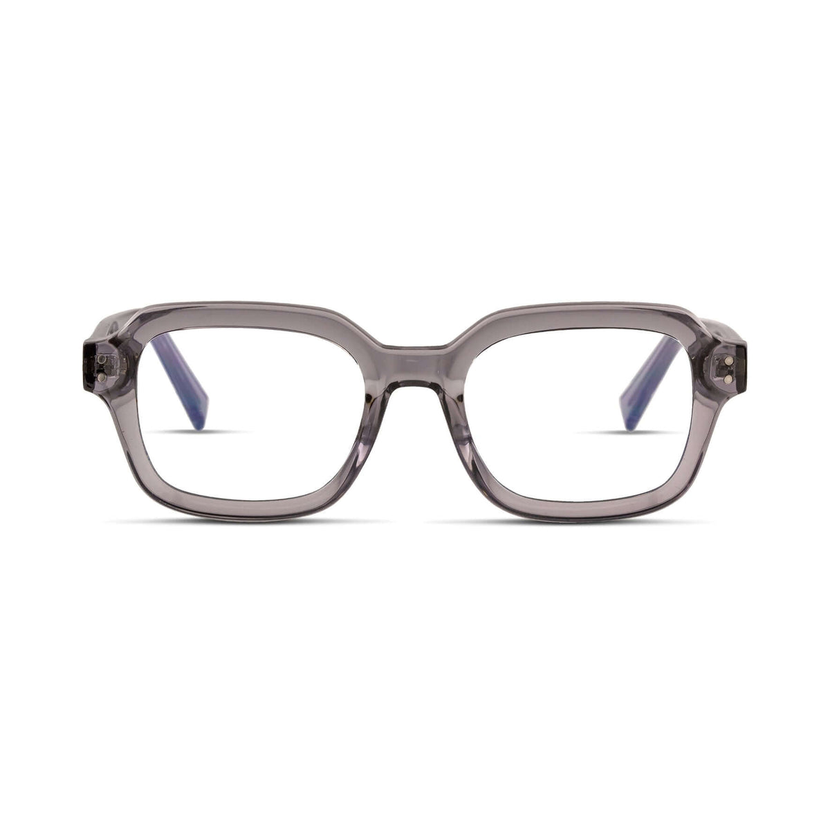 Γυαλιά Blue Light Gustavo Urban Smoke με κοκκάλινο σκελετό και τετράγωνο σχήμα σε γκρι ημιδιάφανη απόχρωση.