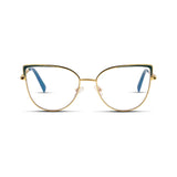 Γυαλιά Blue Light Marilyn Emerald Gold με μεταλλικό σκελετό και cat eye σχήμα σε πράσινο και χρυσό χρώμα.