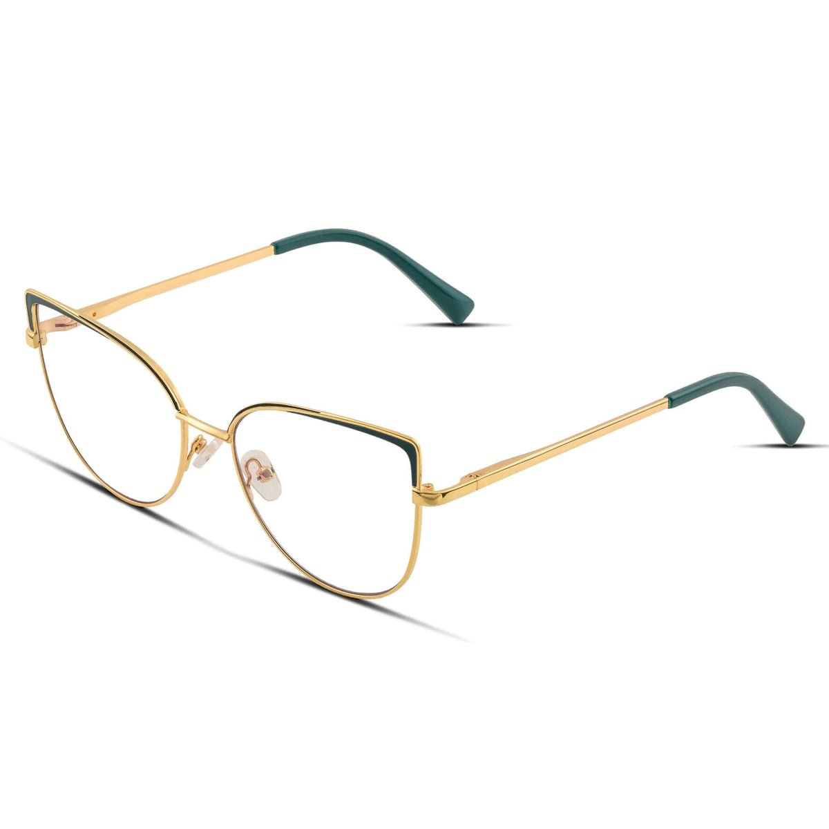 Γυαλιά Blue Light Marilyn Emerald Gold με μεταλλικό σκελετό και cat eye σχήμα σε πράσινο και χρυσό χρώμα.