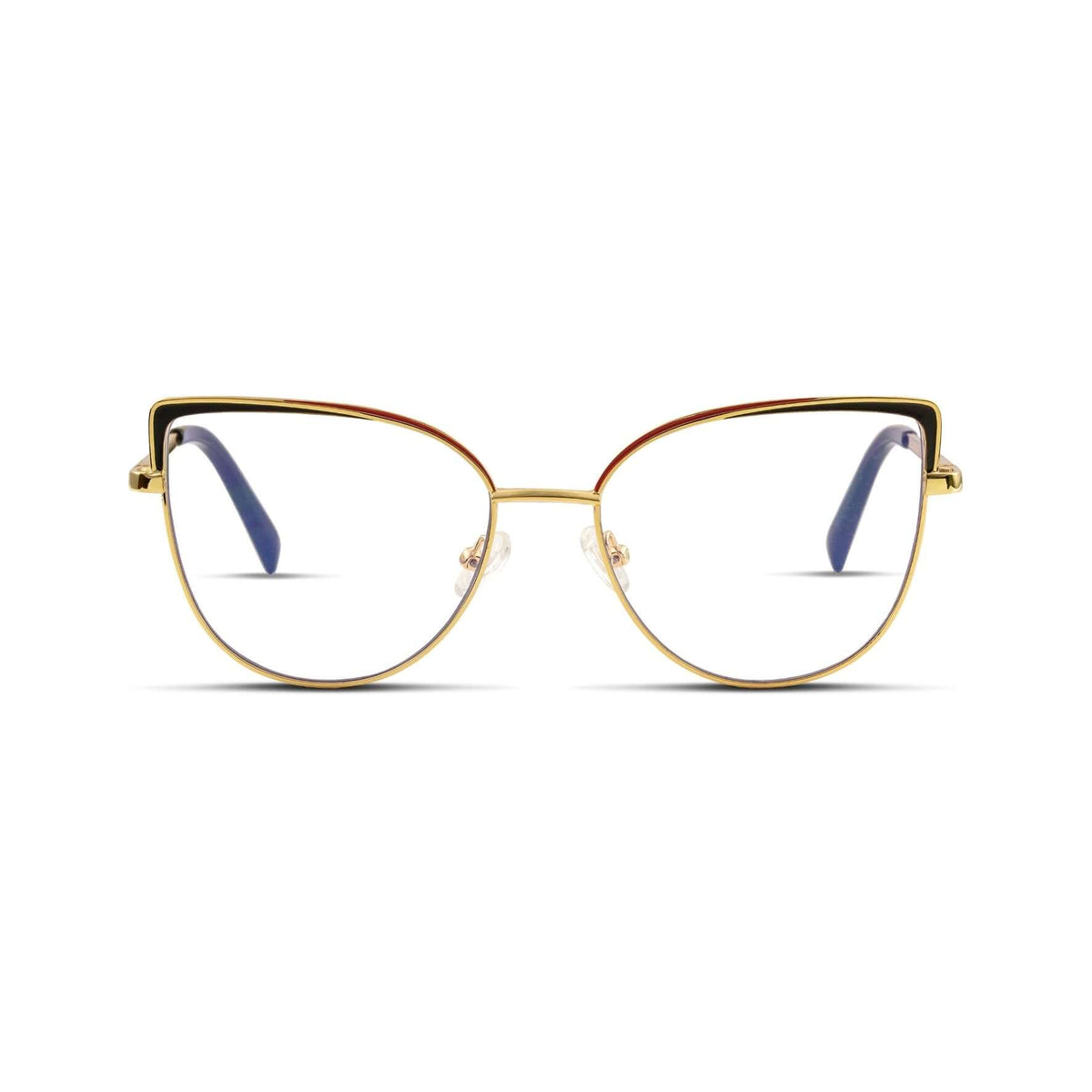 Γυαλιά Blue Light Marilyn Noir Gold με μεταλλικό σκελετό και cat eye σχήμα σε χρυσή και μαύρη απόχρωση.