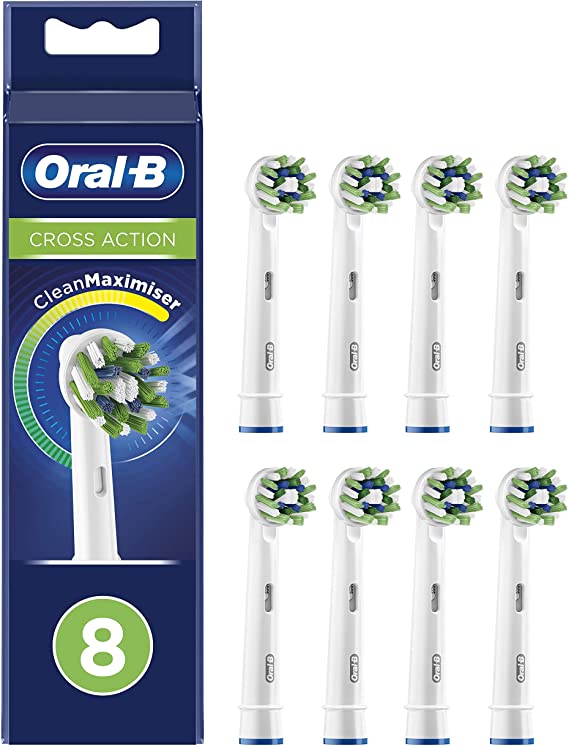 Oral-B CrossAction Ανταλλακτικές Κεφαλές για Ηλεκτρική Οδοντόβουρτσα 8τμχ Άσπρες