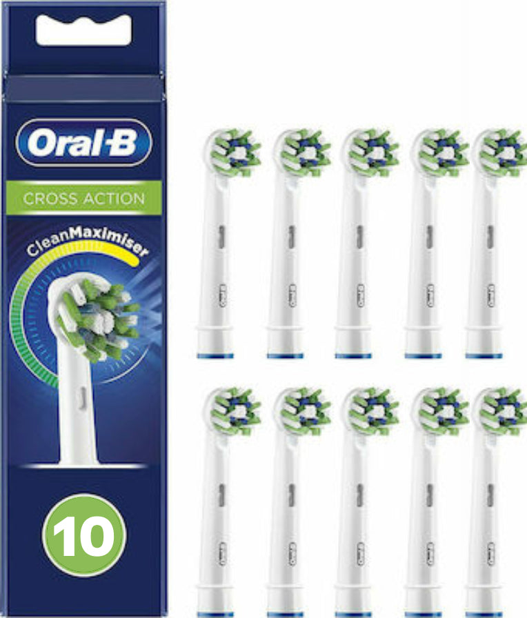 Oral-B Cross Action EB50RB Ανταλλακτικές Κεφαλές Άσπρες 10τμχ
