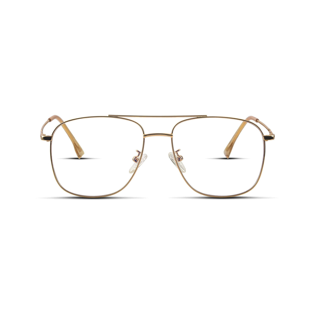 Aviator γυαλιά blue light για υπολογιστή σε χρυσό χρώμα με μεταλλικό σκελετό με γέφυρα.