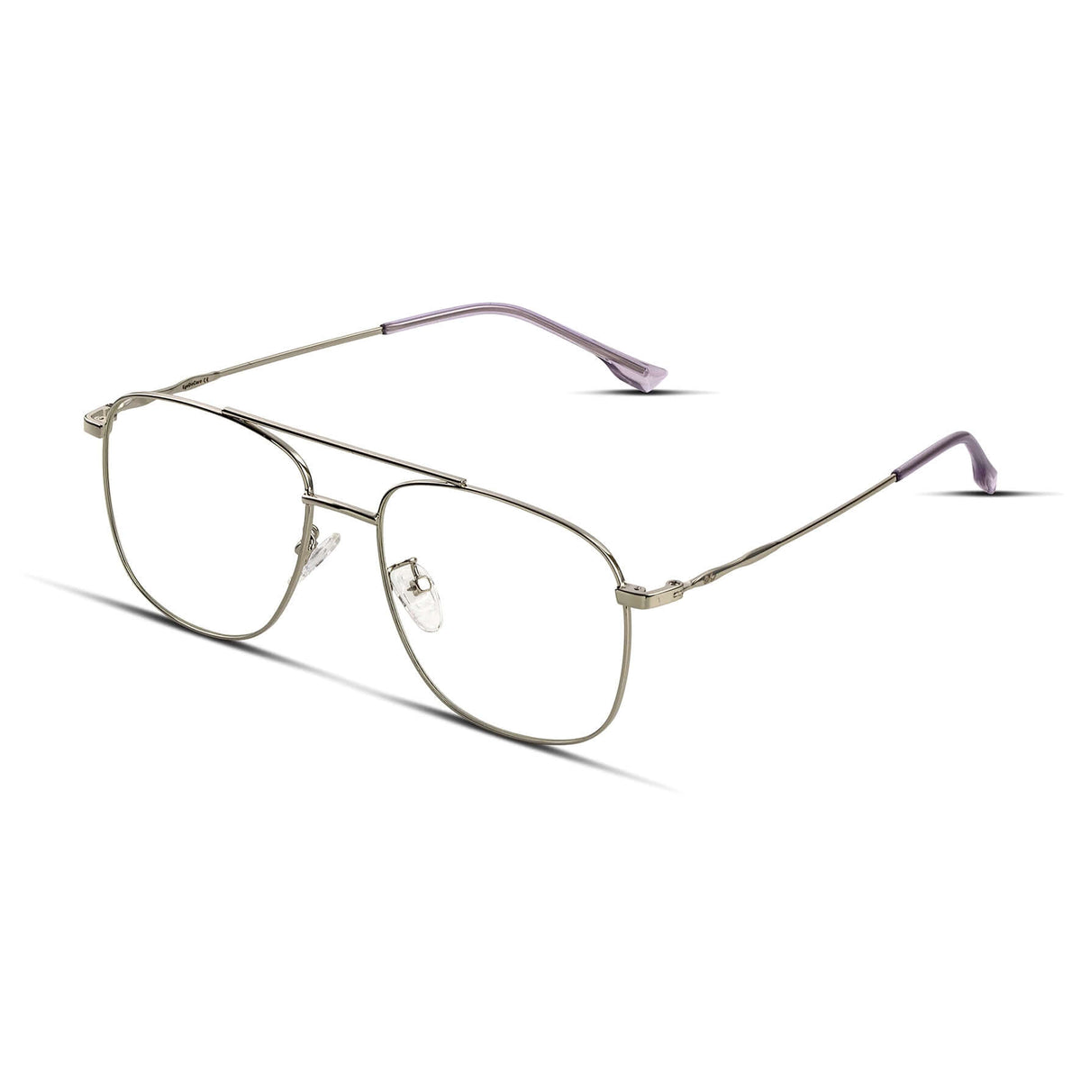 Aviator γυαλιά blue light για υπολογιστή σε ασημί χρώμα με μεταλλικό σκελετό και γέφυρα.